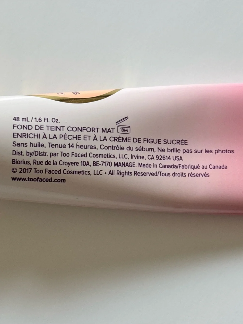 Too Faced Peach Perfect Comfort Matte Foundation Warm Beige